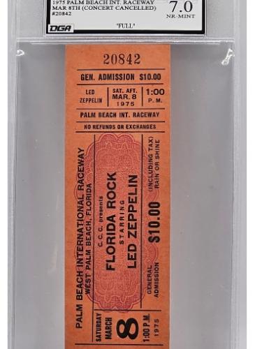 Concert Ticket Graded by Dynamic Grading Authority - Led Zeppelin Ticket